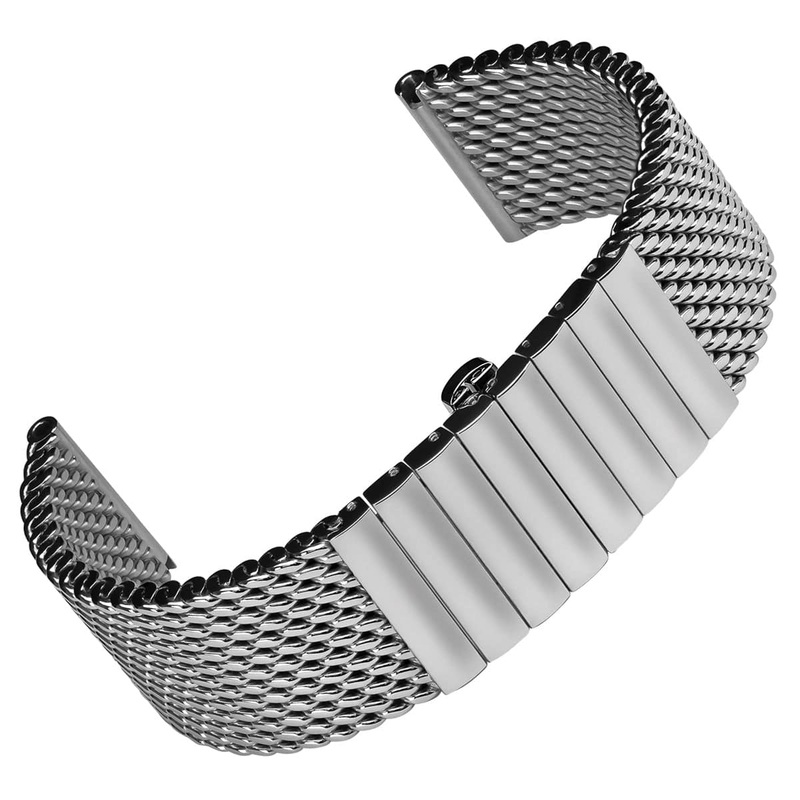 German Butterfly Mesh 316L Stainless Steel Watch Bracelet – Polished