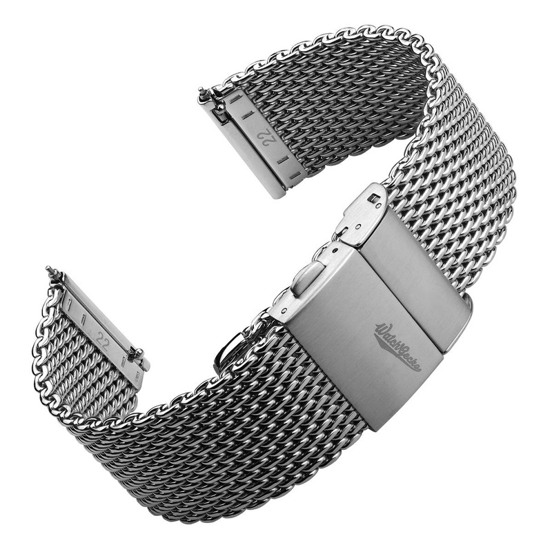 Merriott Quick-Release Milanese Mesh Stainless Steel Watch Strap – Polished