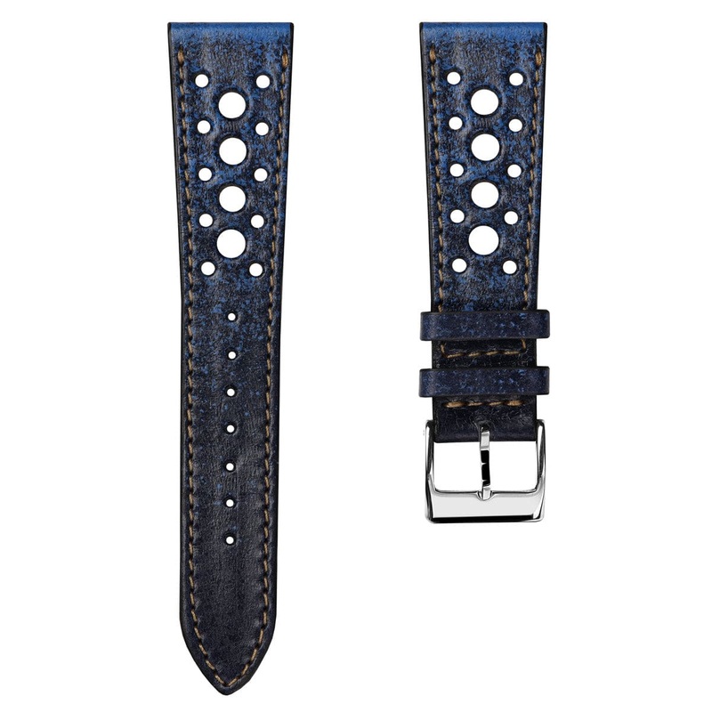 Radstock Racing Style Genuine Leather Watch Strap – Vintage Blue