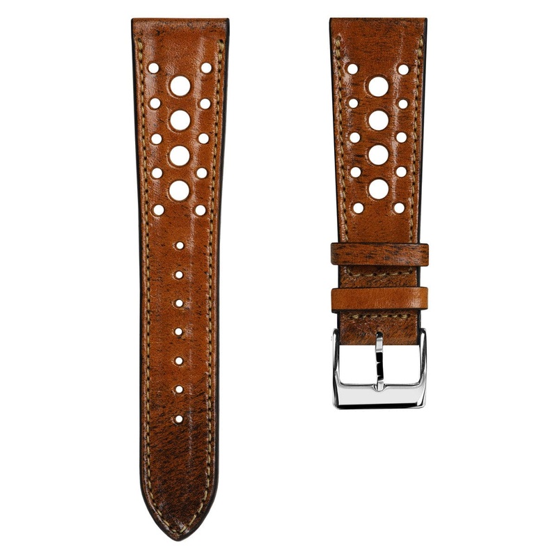 Radstock Racing Style Genuine Leather Watch Strap – Vintage Brown
