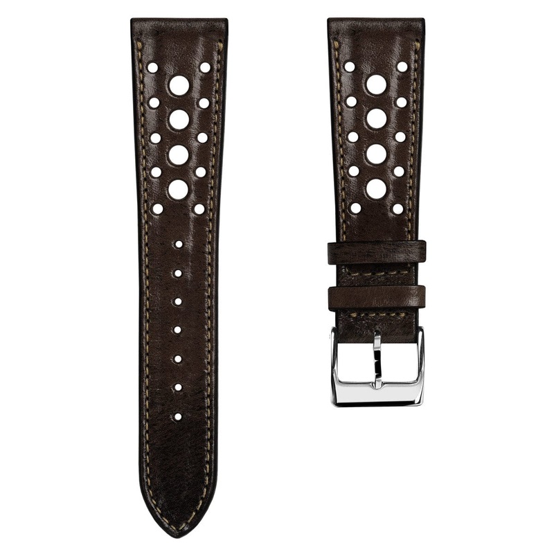 Radstock Racing Style Genuine Leather Watch Strap – Vintage Chocolate Brown