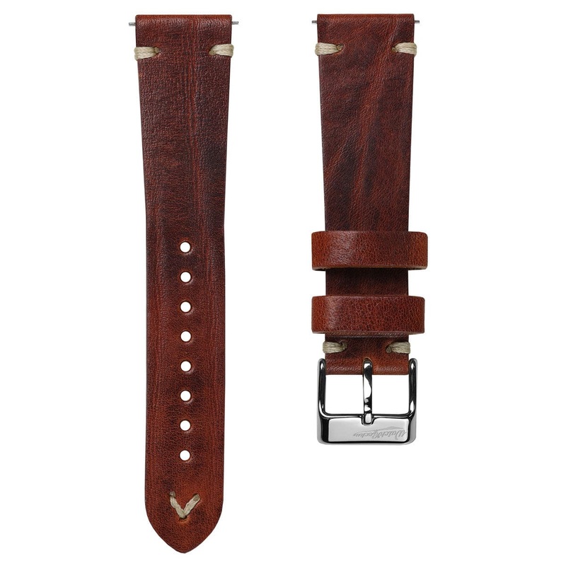 Simple Handmade Italian Leather Watch Strap – Reddish Brown