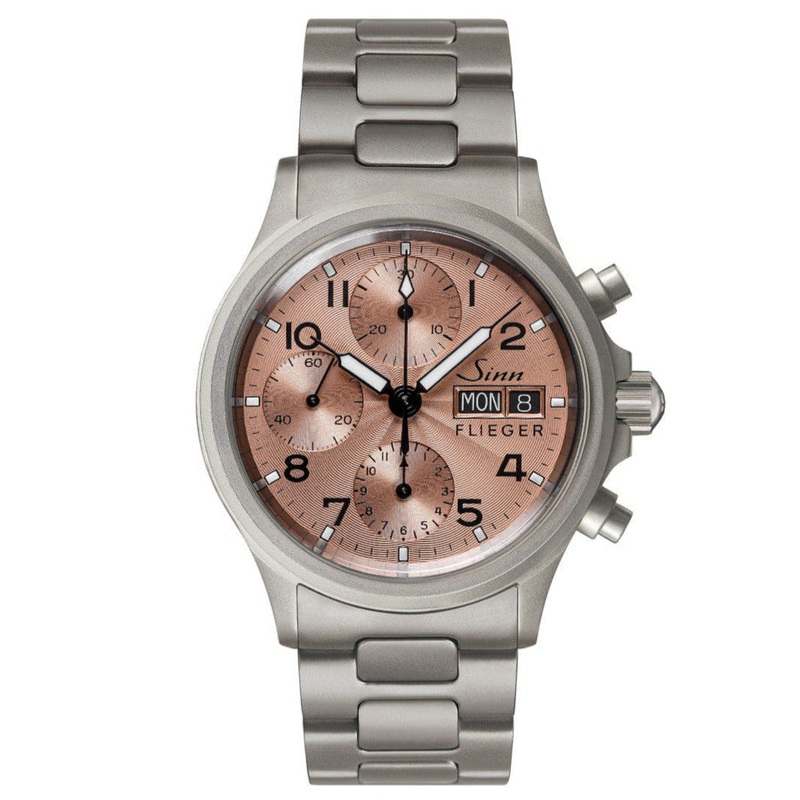 Sinn 356 Sa Pilot II Automatic Chronograph Watch – Salmon Dial – Solid Bracelet