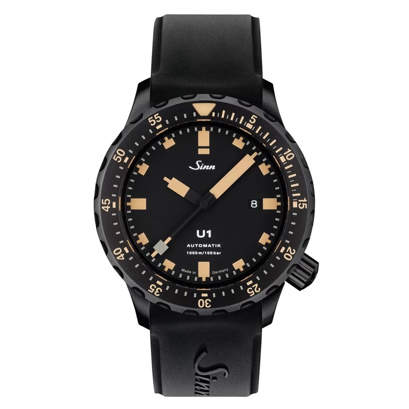Sinn U1 S E Black Divers Watch – Black Dial – Silicone Strap