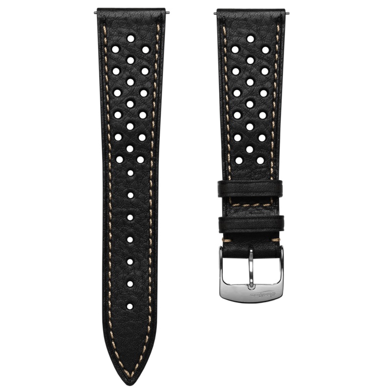 Beaufort Racing Badalassi Carlo Minerva Box Leather Perforated Watch Strap – Black