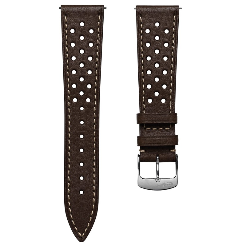 Beaufort Racing Badalassi Carlo Minerva Box Leather Perforated Watch Strap – Dark Brown
