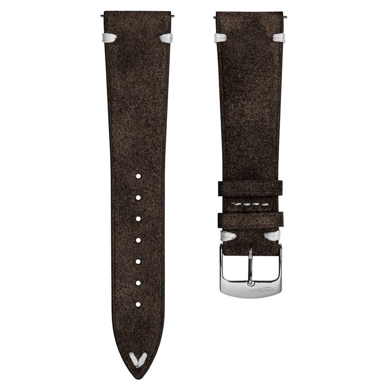 Overton Conceria Opera Suede V-Stitch Watch Strap – Dark Brown