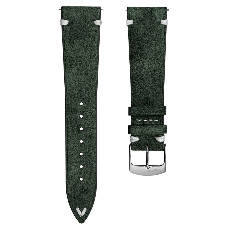 Overton Conceria Opera Suede V-Stitch Watch Strap – Forest Green