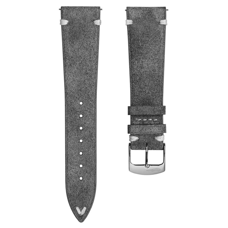 Overton Conceria Opera Suede V-Stitch Watch Strap – Light Grey