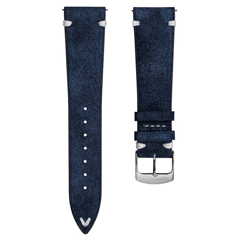 Overton Conceria Opera Suede V-Stitch Watch Strap – Midnight Blue