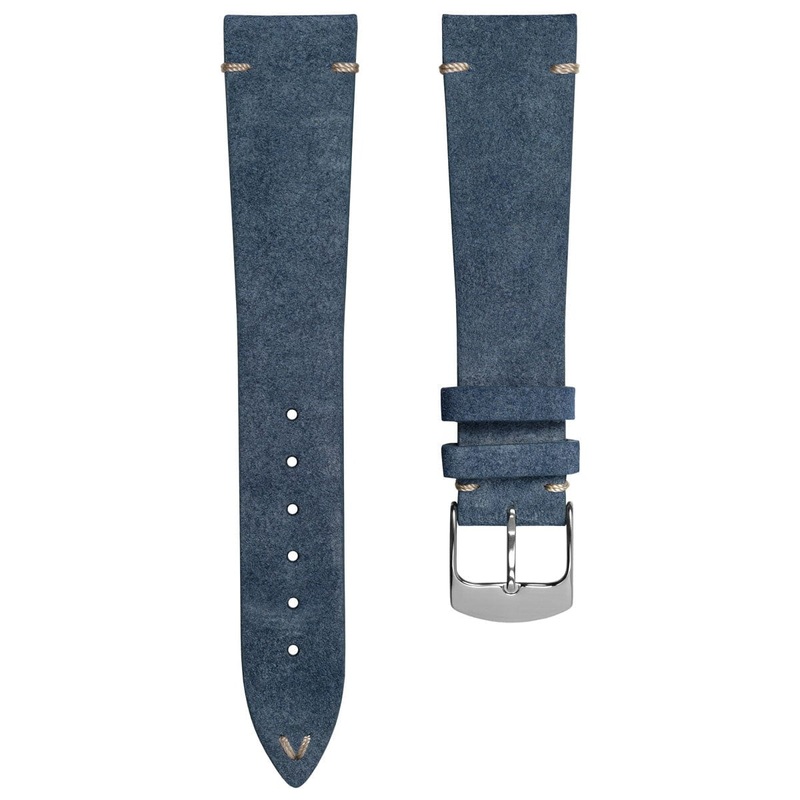 Stanway Vintage V-Stitch Conceria Opera Suede Dress Watch Strap – Blue