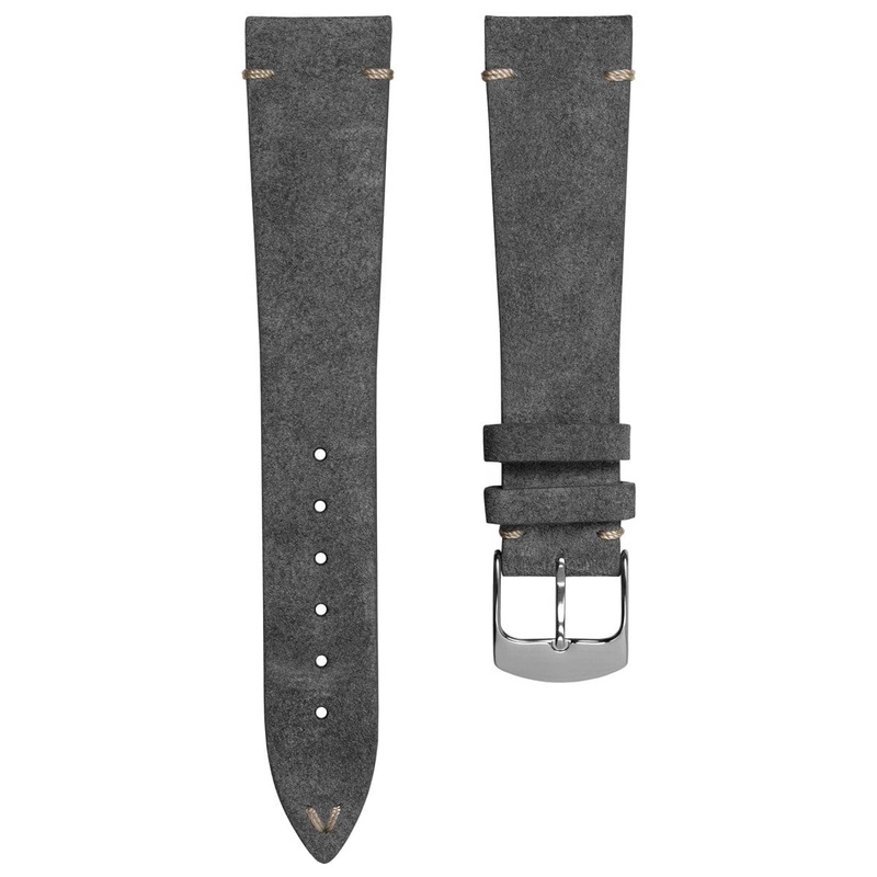 Stanway Vintage V-Stitch Conceria Opera Suede Dress Watch Strap – Grey