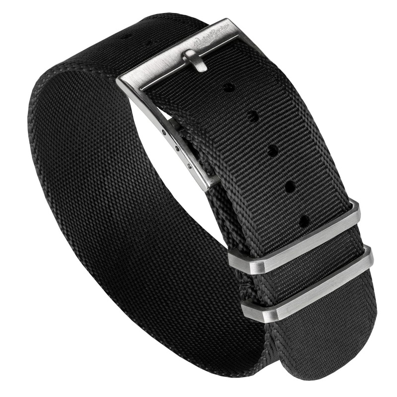 WatchGecko Signature Single Pass Military Nylon Watch Strap – Black