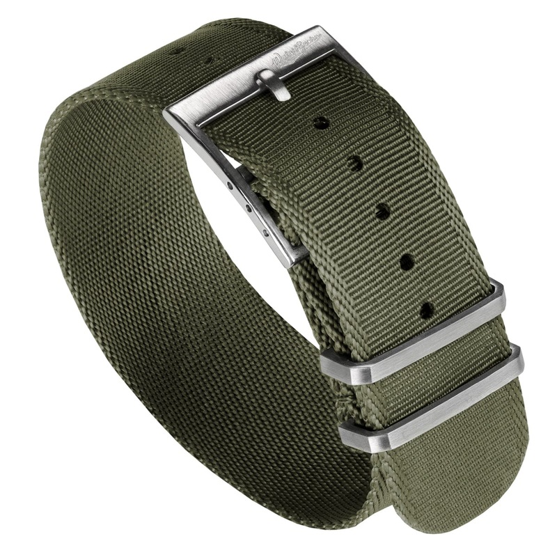 WatchGecko Signature Single Pass Military Nylon Watch Strap – Olive Green
