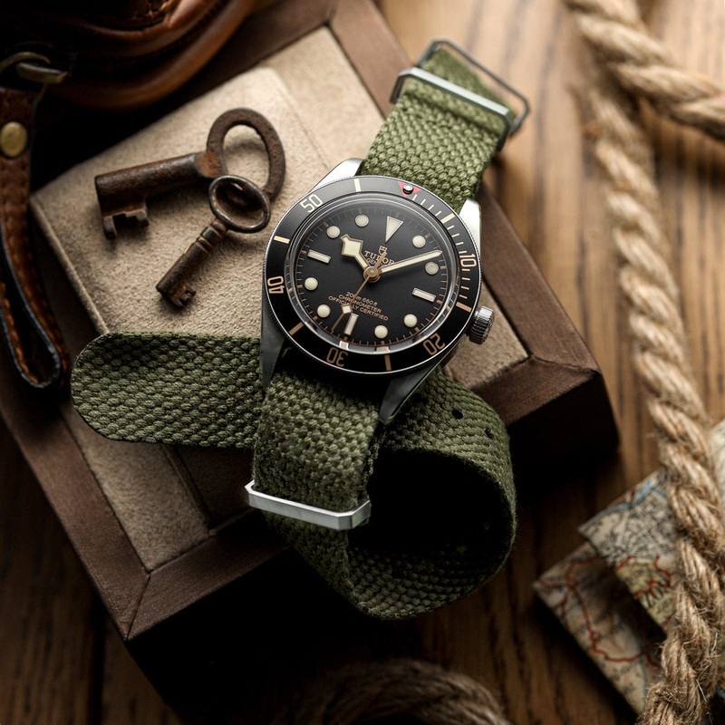 Braemore Woven Canvas Military Watch Strap – Army Green