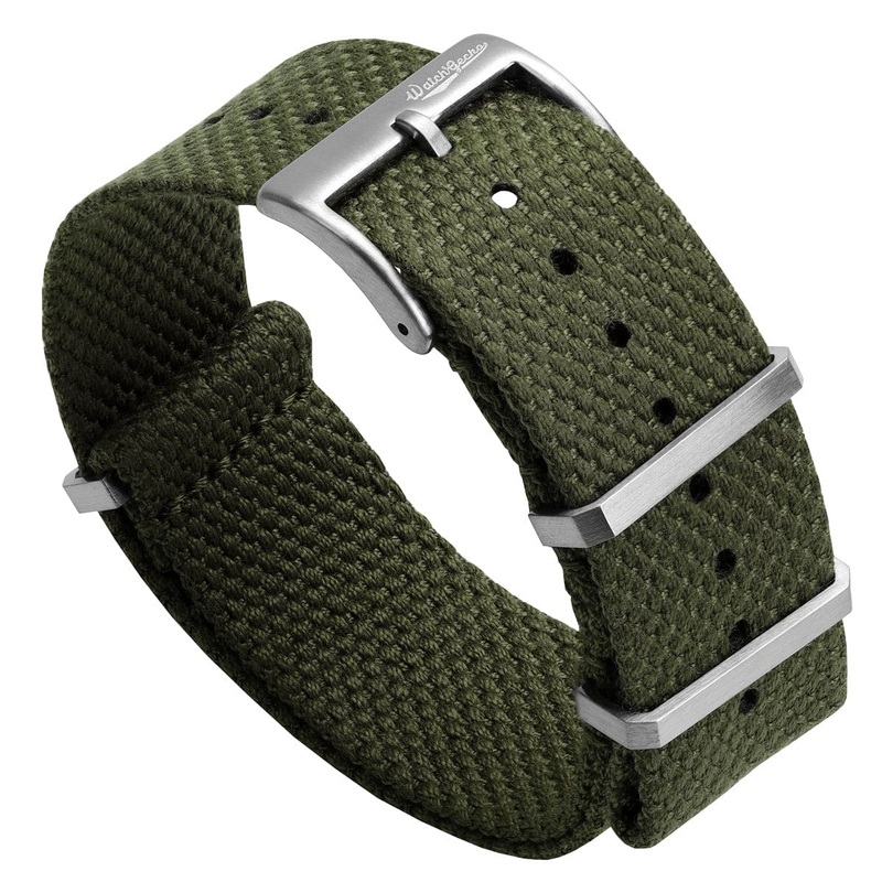 Braemore Woven Canvas Military Watch Strap – Army Green