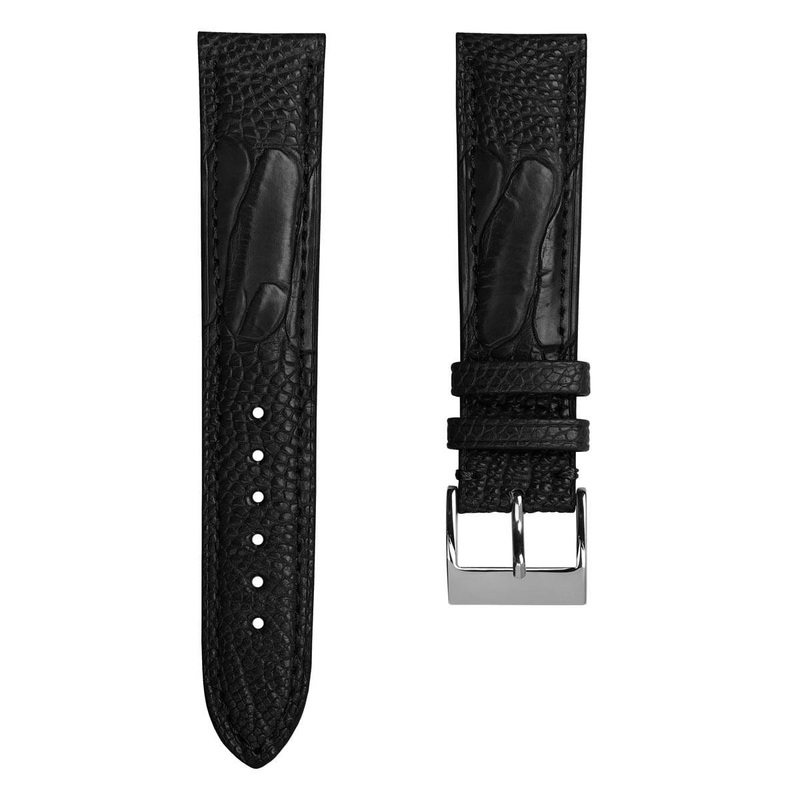 Durbuy Ostrich Leg Handmade Leather Watch Strap – Matt Black