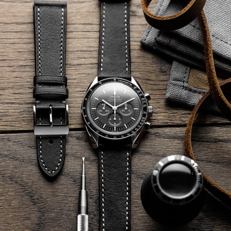 Rochefort Flat Patina Calf Leather Watch Strap – Anthracite