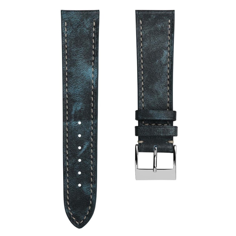 Rochefort Flat Patina Calf Leather Watch Strap – Blue Jeans