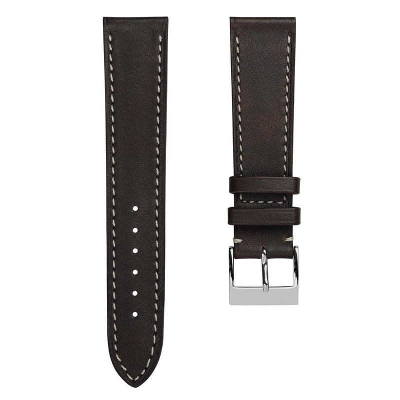 Rochefort Flat Patina Calf Leather Watch Strap – Chocolate Brown