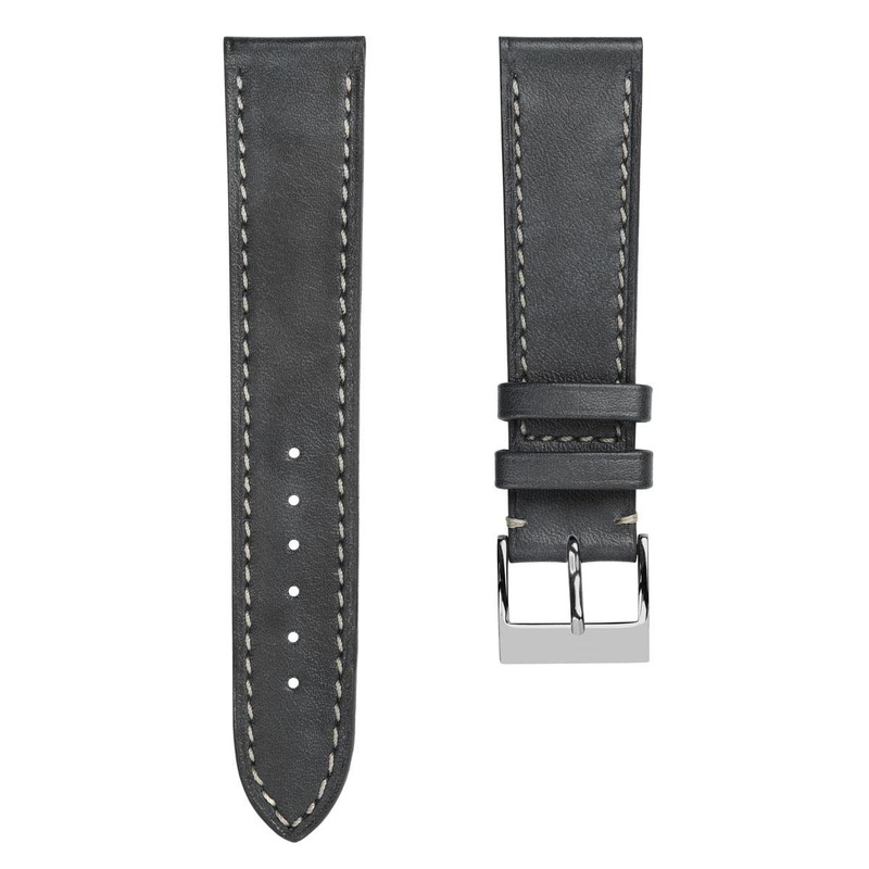 Rochefort Flat Patina Calf Leather Watch Strap – Platinum