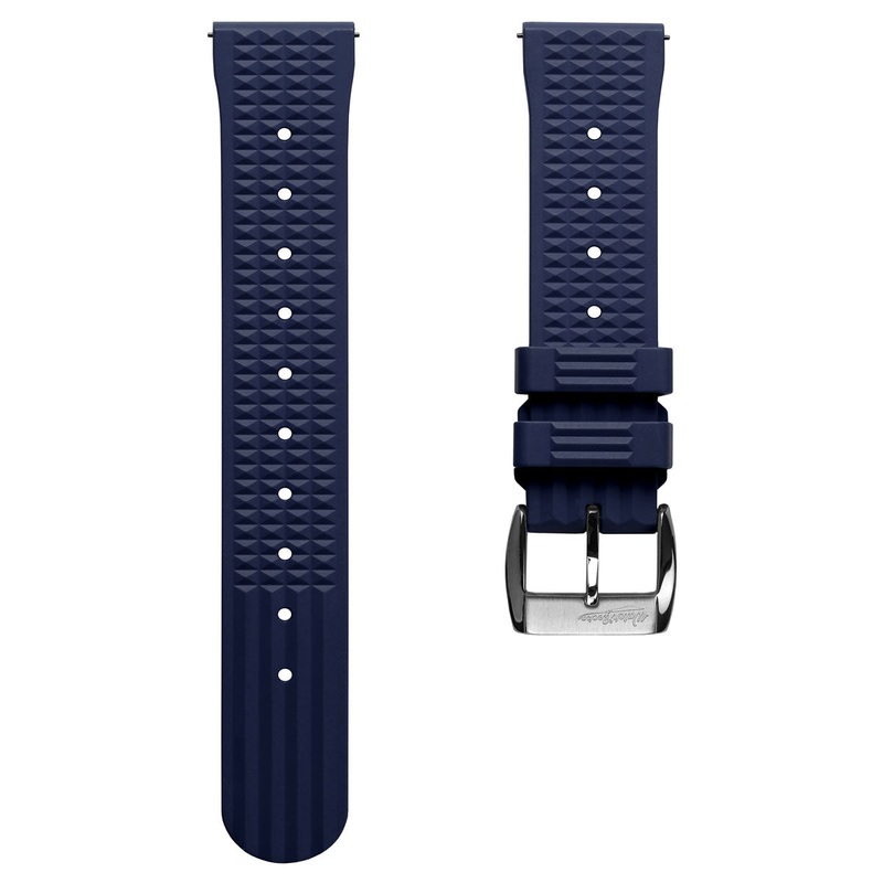 Seacroft Waffle Rubber Dive Watch Strap – Blue
