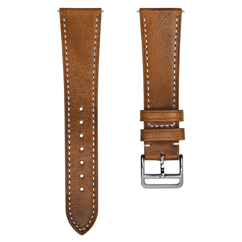 Brixham Flat Leather Watch Strap – Vintage Tan