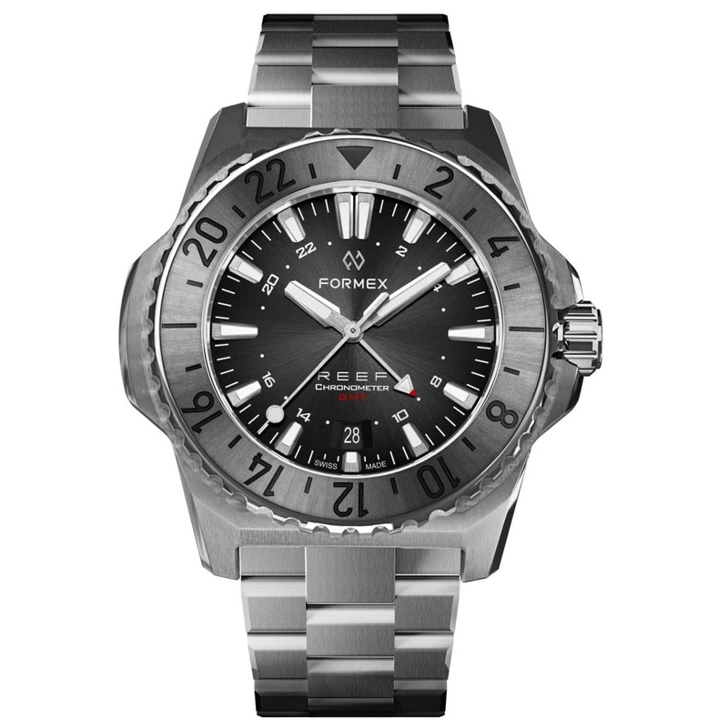 FORMEX REEF GMT – Black Dial with Red GMT – Stainless Steel Bracelet