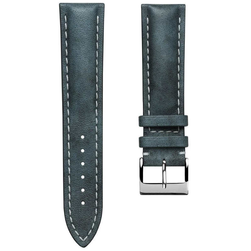 Ostend Thick Padded Leather Watch Strap – Patina Blue Jeans