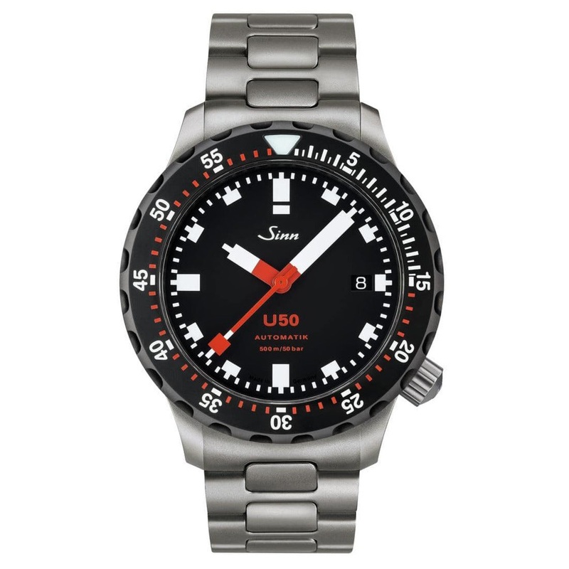 Sinn U50 SDR (Tegiment Black Bezel) – Black Dial – Solid bracelet