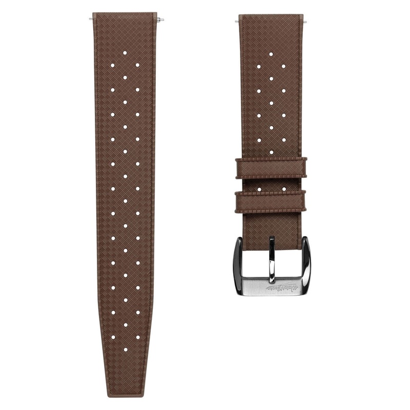 Vintage Style Perforated Rubber Watch Strap – Brown
