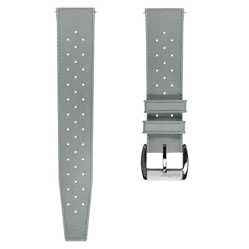 Vintage Style Perforated Rubber Watch Strap – Grey