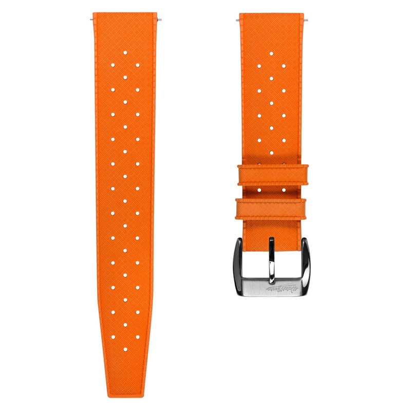 Vintage Style Perforated Rubber Watch Strap – Orange