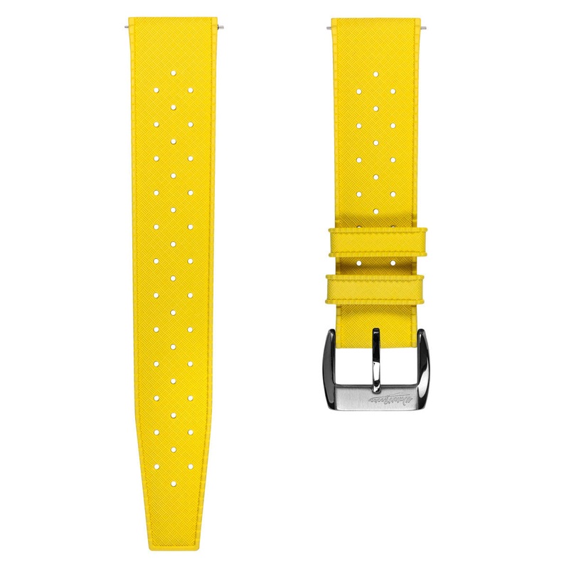 Vintage Style Perforated Rubber Watch Strap – Yellow