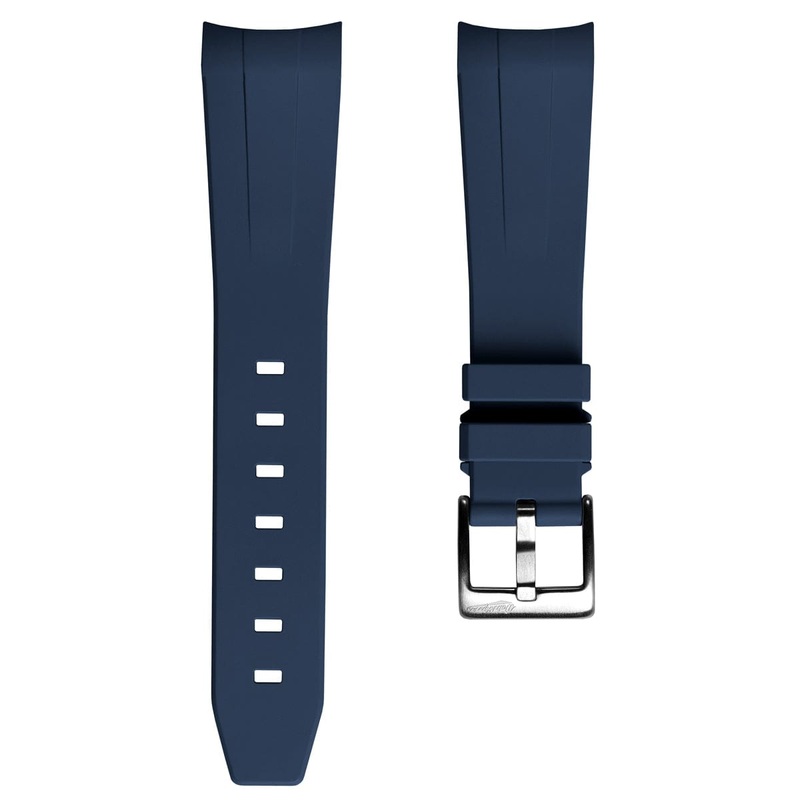 WatchGecko Curved Ends Rubber Watch Strap – Blue