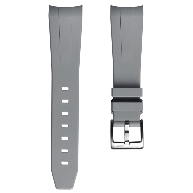WatchGecko Curved Ends Rubber Watch Strap – Grey