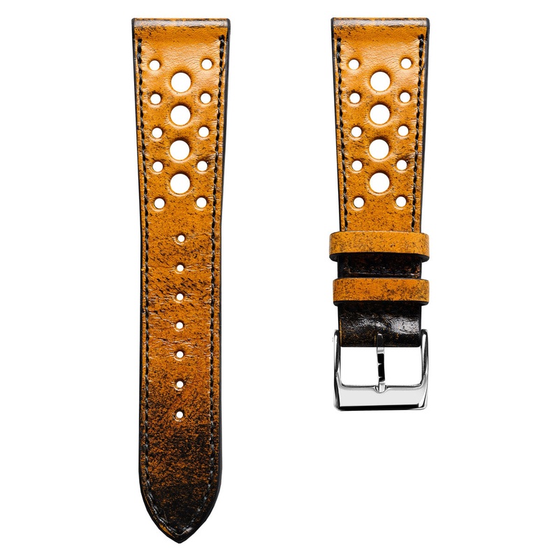Radstock Racing Style Genuine Leather Watch Strap – Vintage Gold