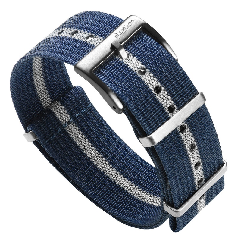 WatchGecko Ridge British Military Watch Strap – Navy & White Stripe