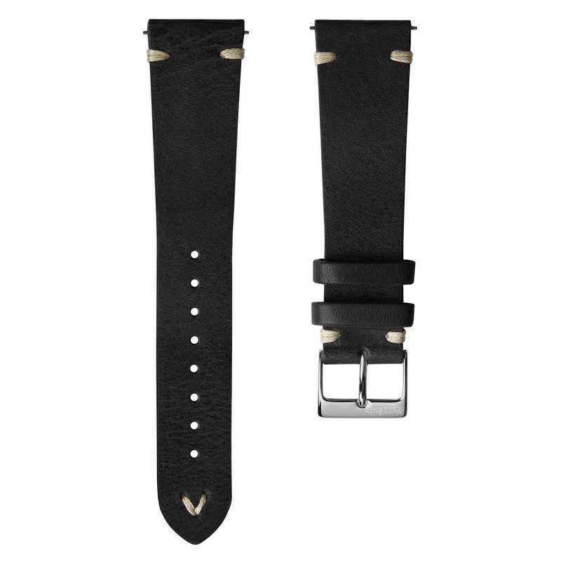 Classic Simple Handmade Italian Leather Watch Strap – Black