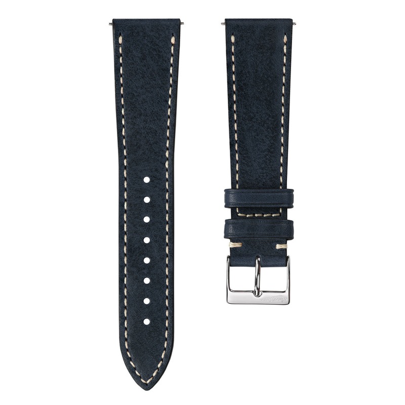 Flat Highley Genuine Leather Watch Strap – Blue