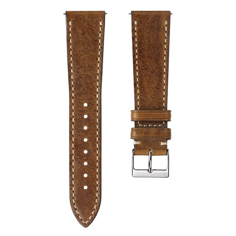 Flat Highley Genuine Leather Watch Strap – Light Brown