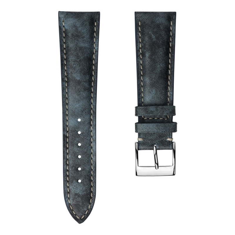 Laverton Padded Patina Calf Leather Watch Strap – Blue Jeans