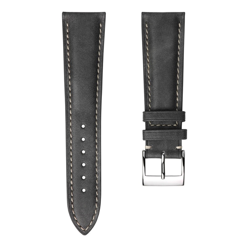 Laverton Padded Patina Calf Leather Watch Strap – Platinum