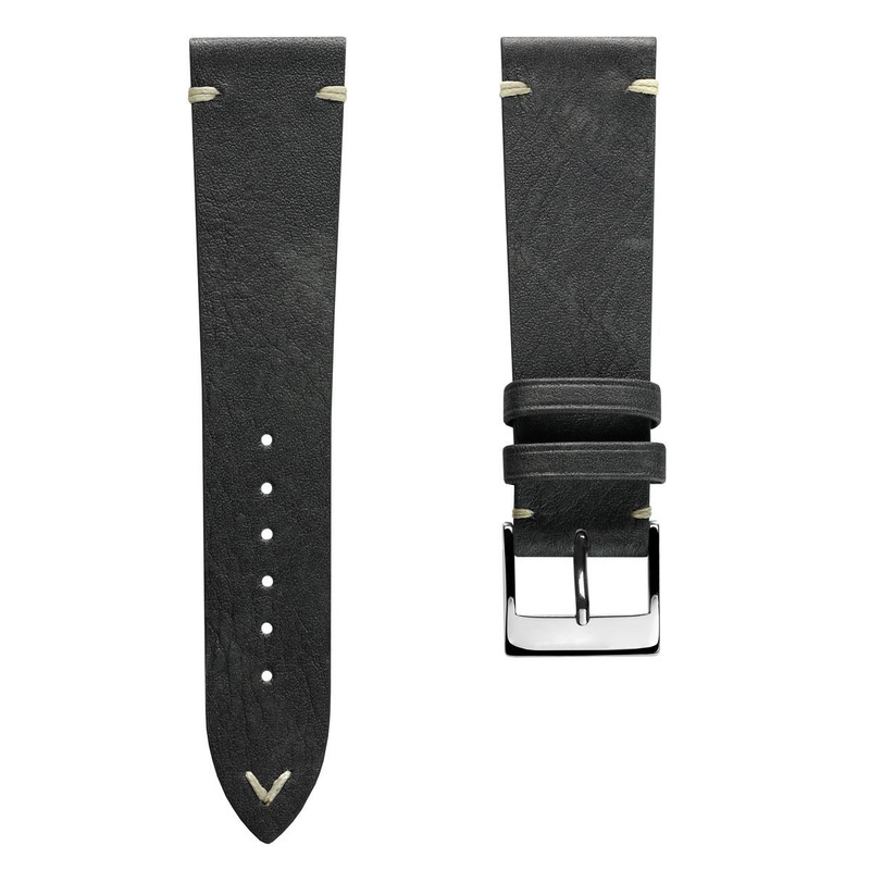 Vintage Stitching Patina Leather Watch Strap – Platinum