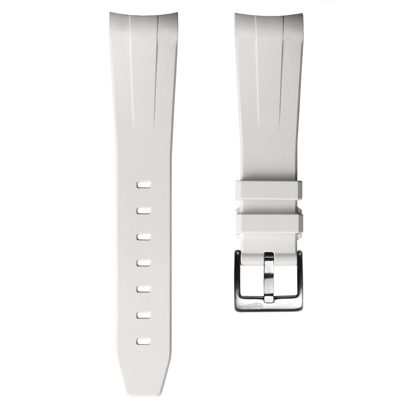 WatchGecko Curved Ends Rubber Watch Strap – White