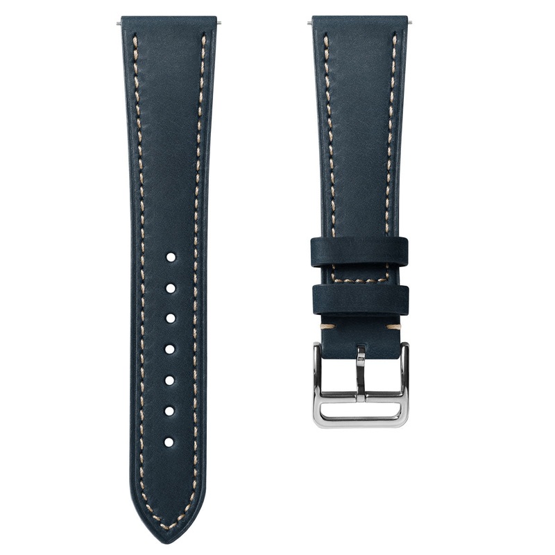 Brixham Flat Leather Watch Strap – Crazy Horse Vintage Blue