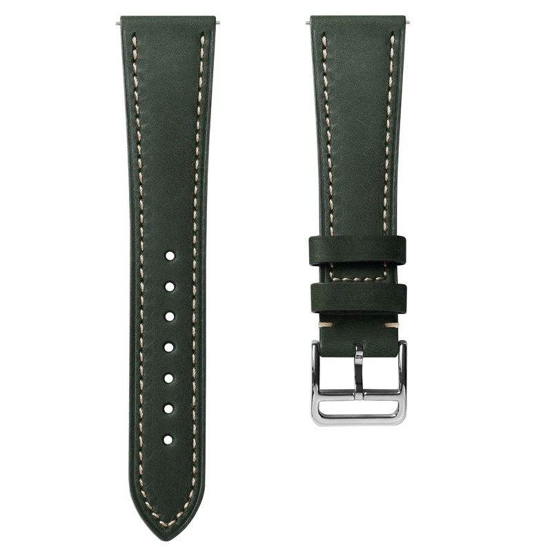 Brixham Flat Leather Watch Strap – Crazy Horse Vintage Green