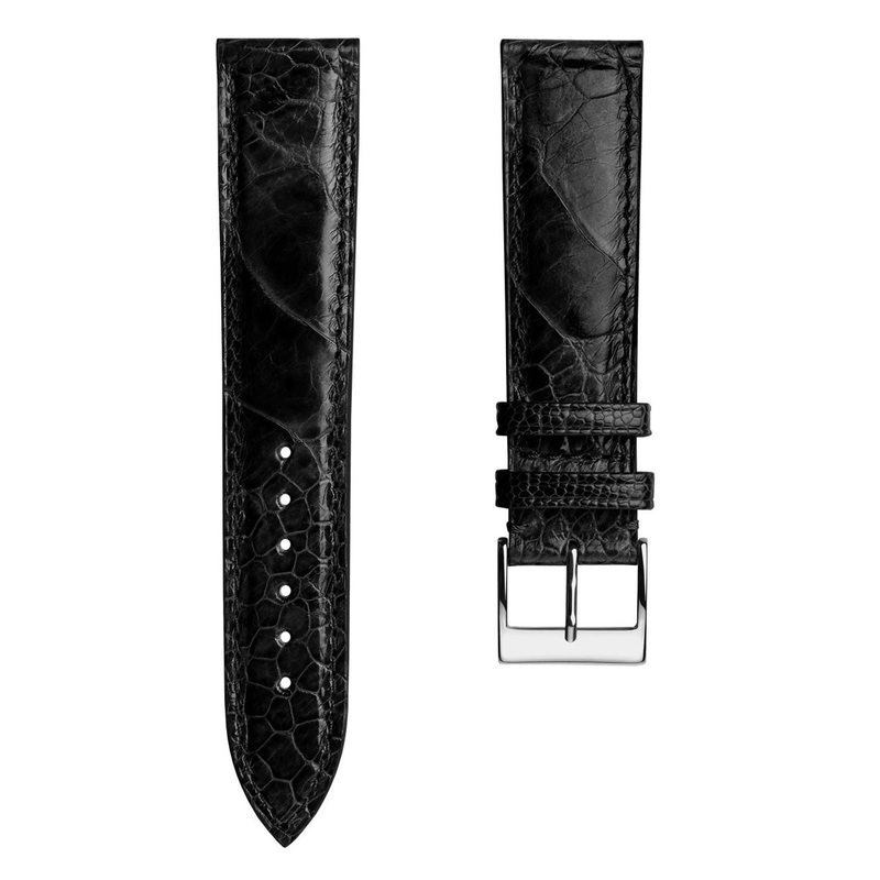 Durbuy Ostrich Leg Handmade Leather Watch Strap – Gloss Black