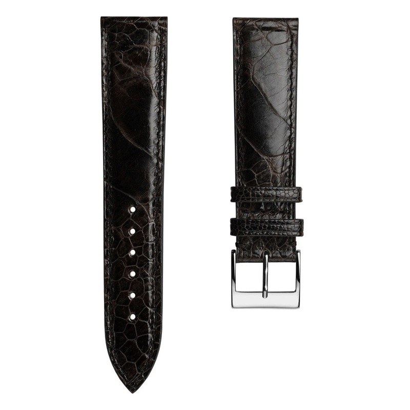 Durbuy Ostrich Leg Handmade Leather Watch Strap – Gloss Chocolate Brown
