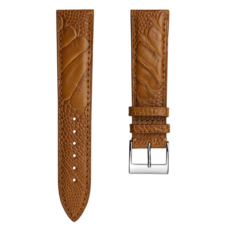 Durbuy Ostrich Leg Handmade Leather Watch Strap – Matt Cognac
